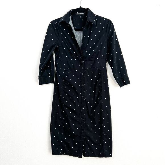 Express Polka Dot Shirt Dress Womens 6 Babydoll Work Office Career Casual Cute - Picture 2 of 7